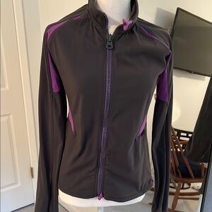 Purple and Black Athletic Sweatshirt with Full-Length Zipper